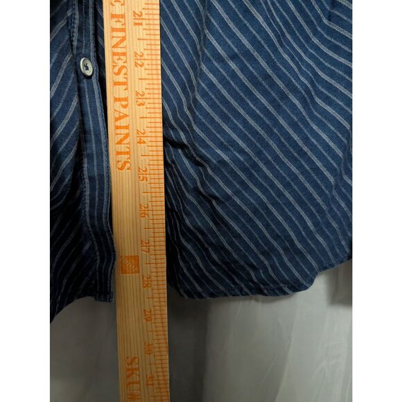 Foxcroft Womens Blue Pinstripe Button-Down Shirt Size 10 Long Sleeve - Picture 4 of 8